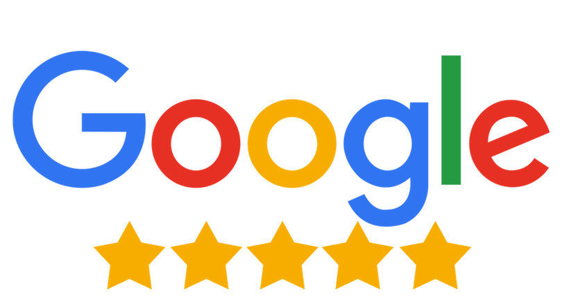 A google logo with five stars on it.